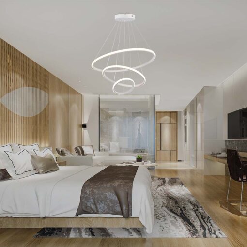 Κρεμαστό Φωτιστικό με 3 Κύκλους LED 32W Λευκό V-TAC 3880lm Θερμό Λευκό 3000K – 8018