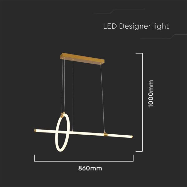 Κρεμαστό Φωτιστικό LED 16W Χρυσό V-TAC 1820lm Θερμό Λευκό 3000K – 8023