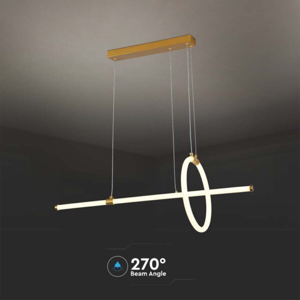 Κρεμαστό Φωτιστικό LED 16W Χρυσό V-TAC 1820lm Θερμό Λευκό 3000K – 8023