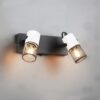 Επιτοίχιο Φωτιστικό Σποτ με Διακόπτη TOSH Trio Lighting 2x E14 Μαύρο-Άσπρο Ξύλο με Μεταλλικό Μαύρο Πλέγμα – 804370234