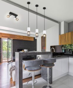 Επιτοίχιο Φωτιστικό Σποτ με Διακόπτη TOSH Trio Lighting 2x E14 Μαύρο-Άσπρο Ξύλο με Μεταλλικό Μαύρο Πλέγμα – 804370234