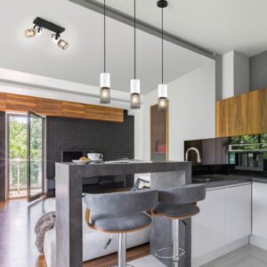 Επιτοίχιο Φωτιστικό Σποτ με Διακόπτη TOSH Trio Lighting 2x E14 Μαύρο-Άσπρο Ξύλο με Μεταλλικό Μαύρο Πλέγμα – 804370234