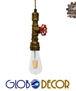 GloboStar® SPIGOT 01413 Vintage Industrial Κρεμαστό Φωτιστικό Οροφής Μονόφωτο 1 x E27 Μπρούτζινο Μεταλλικό Μ5 x Π7.5 x Y20cm