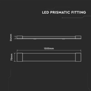 LED Πρισματικό Γραμμικό Φωτιστικό 150cm 50W V-TAC 6000lm Φυσικό Λευκό 4000K – 8050