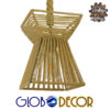 GloboStar® ROUGE 01611 Vintage Κρεμαστό Φωτιστικό Οροφής Μονόφωτο 1 x E27 Πλέγμα με Μπεζ Σχοινί Φ21 x Υ27cm