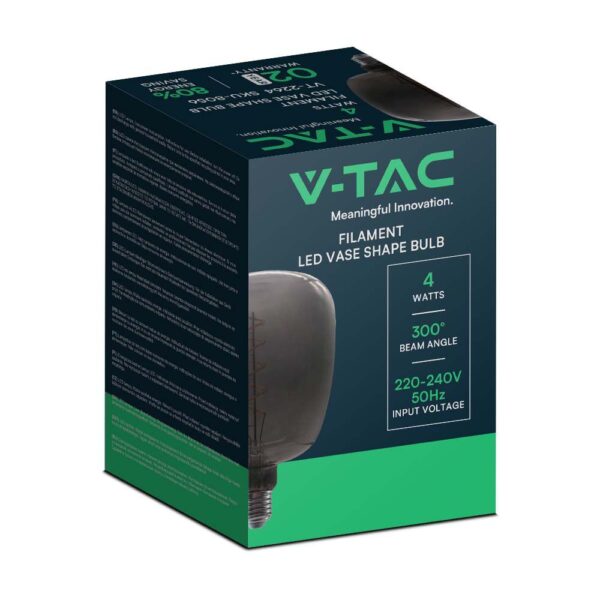 Λάμπα LED E27 Filament vase shape 4W γυαλί μαύρο  V-TAC – 8056