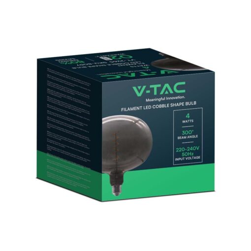 Λάμπα LED E27 Filament cobble shape 4W γυαλί μαύρο  V-TAC – 8057
