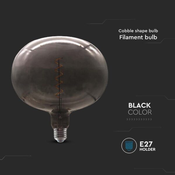 Λάμπα LED E27 Filament cobble shape 4W γυαλί μαύρο  V-TAC – 8057