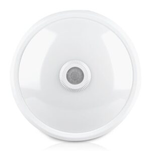 LED Πλαφονιέρα Λευκή με Ανιχνευτή Κίνησης 12W V-TAC PRO Samsung Chip 120° 800lm Φ290 Θερμό Λευκό 3000K – 807