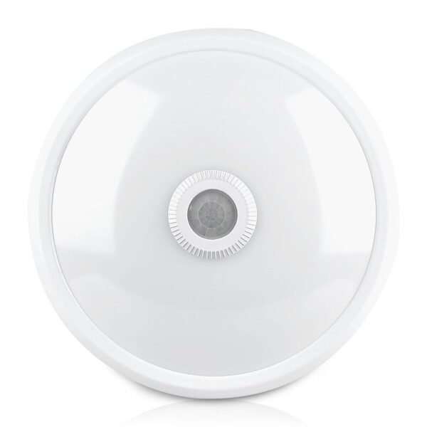 LED Πλαφονιέρα Λευκή με Ανιχνευτή Κίνησης 12W V-TAC PRO Samsung Chip 120° 800lm Φ290 Θερμό Λευκό 3000K – 807