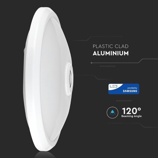 LED Πλαφονιέρα Λευκή με Ανιχνευτή Κίνησης 12W V-TAC PRO Samsung Chip 120° 800lm Φ290 Θερμό Λευκό 3000K – 807