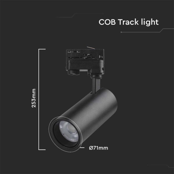 Φωτιστικό ράγας τριφασικό  LED COB 30W 3 σε 1 CCT Μαύρου Χρώματος V-TAC – 8078