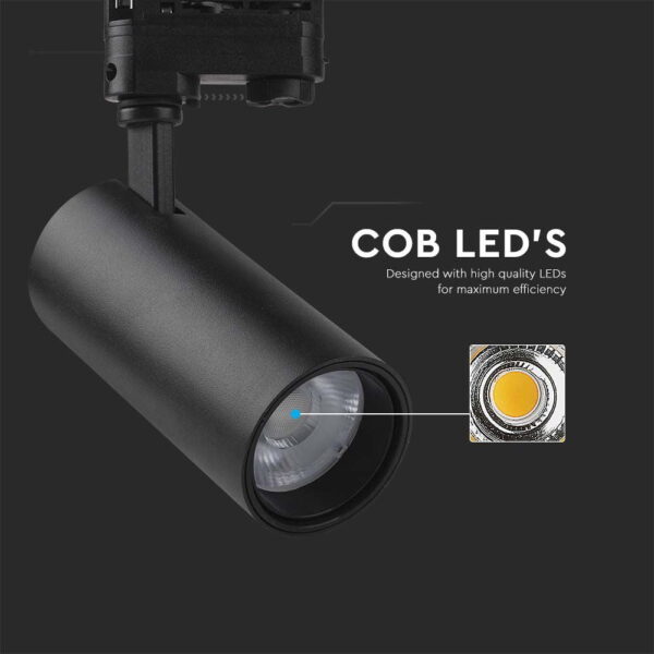 Φωτιστικό ράγας τριφασικό  LED COB 30W 3 σε 1 CCT Μαύρου Χρώματος V-TAC – 8078