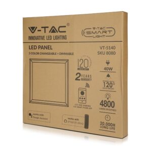 Wi-FI LED Πάνελ Τετράγωνο 60x60cm 40W V-TAC Smart Home 120° 4800lm 2700K-6400K – 8080