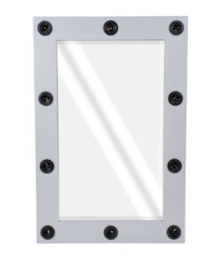 GloboStar® MAKEUP MIRROR-60×90-3 Μοντέρνος Καθρέπτης Μακιγιάζ με Πλαίσιο Φυσικού Ξύλου με Διακόπτη On/Off 10 x E27 AC220-240V – Μ60 x Π7 x Υ90cm – Γκρι Τσιμέντου