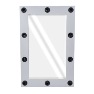 GloboStar® MAKEUP MIRROR-60×90-3 Μοντέρνος Καθρέπτης Μακιγιάζ με Πλαίσιο Φυσικού Ξύλου με Διακόπτη On/Off 10 x E27 AC220-240V – Μ60 x Π7 x Υ90cm – Γκρι Τσιμέντου