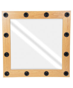 GloboStar® MAKEUP MIRROR-80×80-1 Μοντέρνος Καθρέπτης Μακιγιάζ με Πλαίσιο Φυσικού Ξύλου με Διακόπτη On/Off 12 x E27 AC220-240V – Μ80 x Π7 x Υ80cm – Μπεζ Δρυς