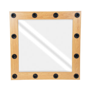 GloboStar® MAKEUP MIRROR-80×80-1 Μοντέρνος Καθρέπτης Μακιγιάζ με Πλαίσιο Φυσικού Ξύλου με Διακόπτη On/Off 12 x E27 AC220-240V – Μ80 x Π7 x Υ80cm – Μπεζ Δρυς