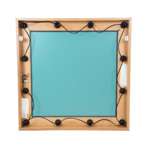 GloboStar® MAKEUP MIRROR-80×80-1 Μοντέρνος Καθρέπτης Μακιγιάζ με Πλαίσιο Φυσικού Ξύλου με Διακόπτη On/Off 12 x E27 AC220-240V – Μ80 x Π7 x Υ80cm – Μπεζ Δρυς