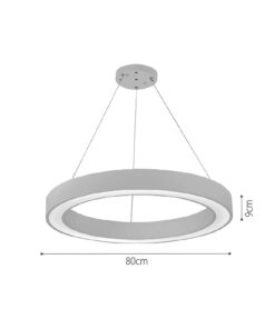 InLight Κρεμαστό φωτιστικό LED 88W 3CCT (by switch on base) σε λευκή απόχρωση D:80cm (6073-80-WH)