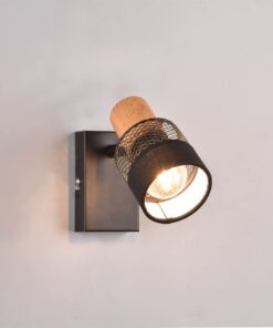 Επιτοίχιο Φωτιστικό NANDINI Trio Lighting 1x E14 Χρώματος Μαύρο Ματ & Ξύλο – 811700132