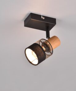 Επιτοίχιο Φωτιστικό NANDINI Trio Lighting 1x E14 Χρώματος Μαύρο Ματ & Ξύλο – 811700132