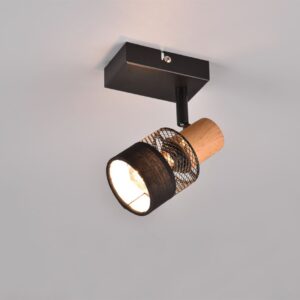 Επιτοίχιο Φωτιστικό NANDINI Trio Lighting 1x E14 Χρώματος Μαύρο Ματ & Ξύλο – 811700132