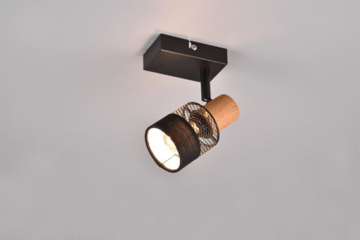 Επιτοίχιο Φωτιστικό NANDINI Trio Lighting 1x E14 Χρώματος Μαύρο Ματ & Ξύλο – 811700132