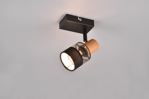Επιτοίχιο Φωτιστικό NANDINI Trio Lighting 1x E14 Χρώματος Μαύρο Ματ & Ξύλο – 811700132