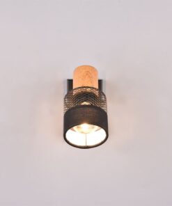 Επιτοίχιο Φωτιστικό NANDINI Trio Lighting 1x E14 Χρώματος Μαύρο Ματ & Ξύλο – 811700132