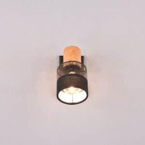 Επιτοίχιο Φωτιστικό NANDINI Trio Lighting 1x E14 Χρώματος Μαύρο Ματ & Ξύλο – 811700132