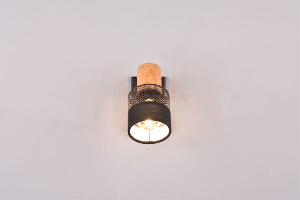 Επιτοίχιο Φωτιστικό NANDINI Trio Lighting 1x E14 Χρώματος Μαύρο Ματ & Ξύλο – 811700132