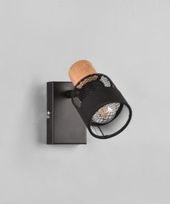 Επιτοίχιο Φωτιστικό NANDINI Trio Lighting 1x E14 Χρώματος Μαύρο Ματ & Ξύλο – 811700132