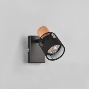 Επιτοίχιο Φωτιστικό NANDINI Trio Lighting 1x E14 Χρώματος Μαύρο Ματ & Ξύλο – 811700132