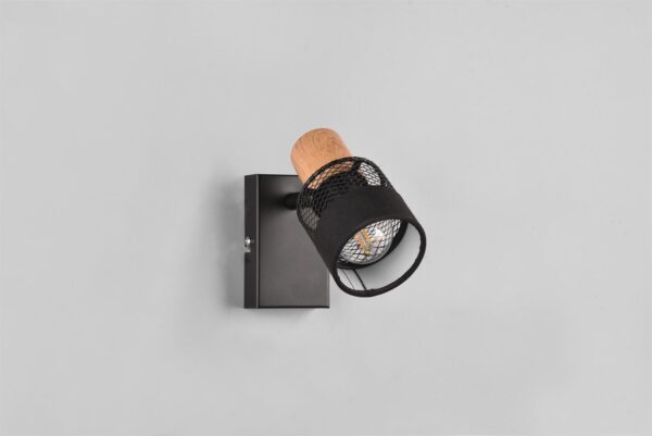 Επιτοίχιο Φωτιστικό NANDINI Trio Lighting 1x E14 Χρώματος Μαύρο Ματ & Ξύλο – 811700132