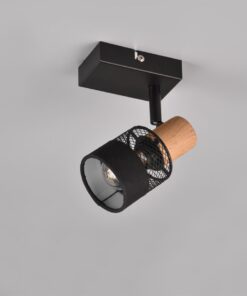 Επιτοίχιο Φωτιστικό NANDINI Trio Lighting 1x E14 Χρώματος Μαύρο Ματ & Ξύλο – 811700132