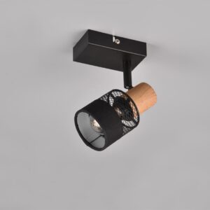 Επιτοίχιο Φωτιστικό NANDINI Trio Lighting 1x E14 Χρώματος Μαύρο Ματ & Ξύλο – 811700132
