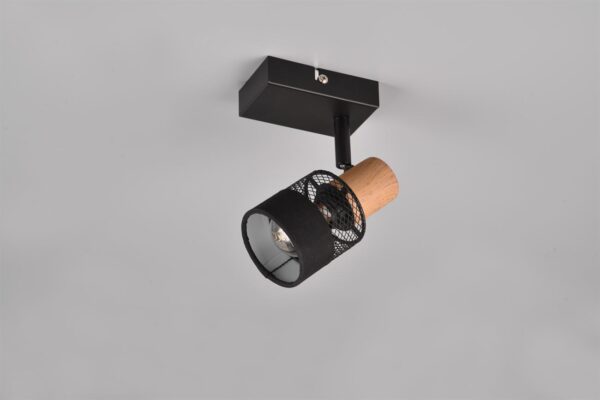 Επιτοίχιο Φωτιστικό NANDINI Trio Lighting 1x E14 Χρώματος Μαύρο Ματ & Ξύλο – 811700132