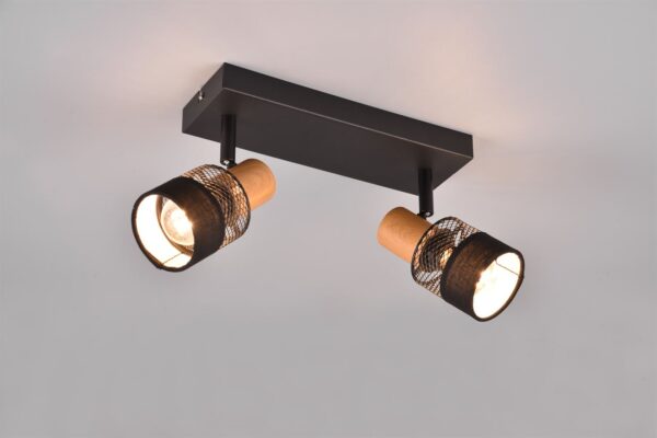 Φωτιστικό Οροφής NANDINI  Trio Lighting 2x E14 Μαύρο Ματ & Ξύλο - 811700232