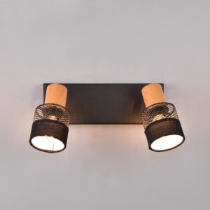 Φωτιστικό Οροφής NANDINI  Trio Lighting 2x E14 Μαύρο Ματ & Ξύλο – 811700232