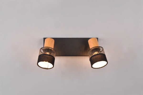 Φωτιστικό Οροφής NANDINI  Trio Lighting 2x E14 Μαύρο Ματ & Ξύλο – 811700232