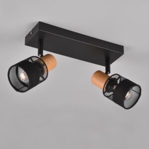 Φωτιστικό Οροφής NANDINI  Trio Lighting 2x E14 Μαύρο Ματ & Ξύλο – 811700232