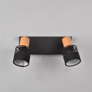 Φωτιστικό Οροφής NANDINI  Trio Lighting 2x E14 Μαύρο Ματ & Ξύλο – 811700232
