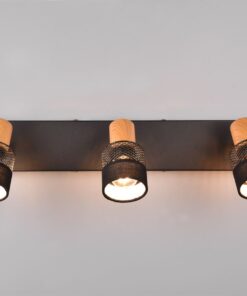 Φωτιστικό Οροφής NANDINI Trio Lighting 3x E14 Μαύρο Ματ & Ξύλο – 811700332