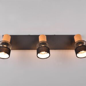 Φωτιστικό Οροφής NANDINI  Trio Lighting 3x E14 Μαύρο Ματ & Ξύλο – 811700332