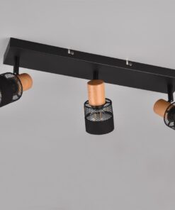 Φωτιστικό Οροφής NANDINI Trio Lighting 3x E14 Μαύρο Ματ & Ξύλο – 811700332