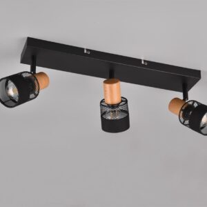 Φωτιστικό Οροφής NANDINI  Trio Lighting 3x E14 Μαύρο Ματ & Ξύλο – 811700332