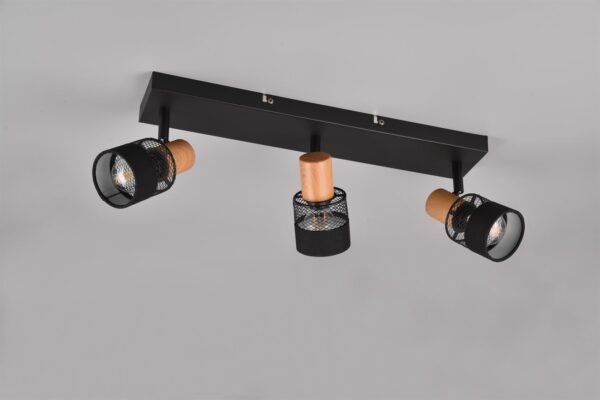 Φωτιστικό Οροφής NANDINI  Trio Lighting 3x E14 Μαύρο Ματ & Ξύλο – 811700332