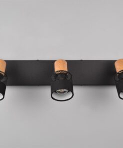 Φωτιστικό Οροφής NANDINI Trio Lighting 3x E14 Μαύρο Ματ & Ξύλο – 811700332