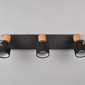 Φωτιστικό Οροφής NANDINI  Trio Lighting 3x E14 Μαύρο Ματ & Ξύλο – 811700332